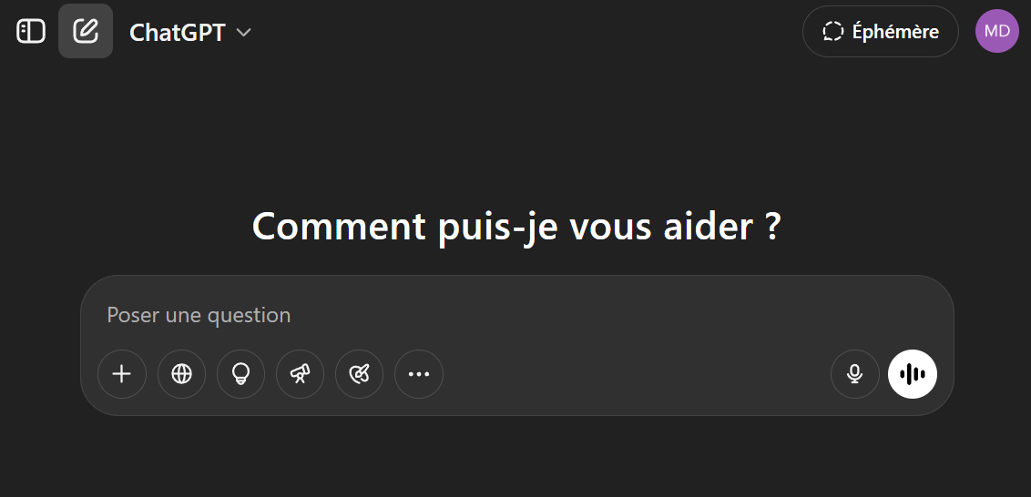 Capture d'écran de Chat GPT